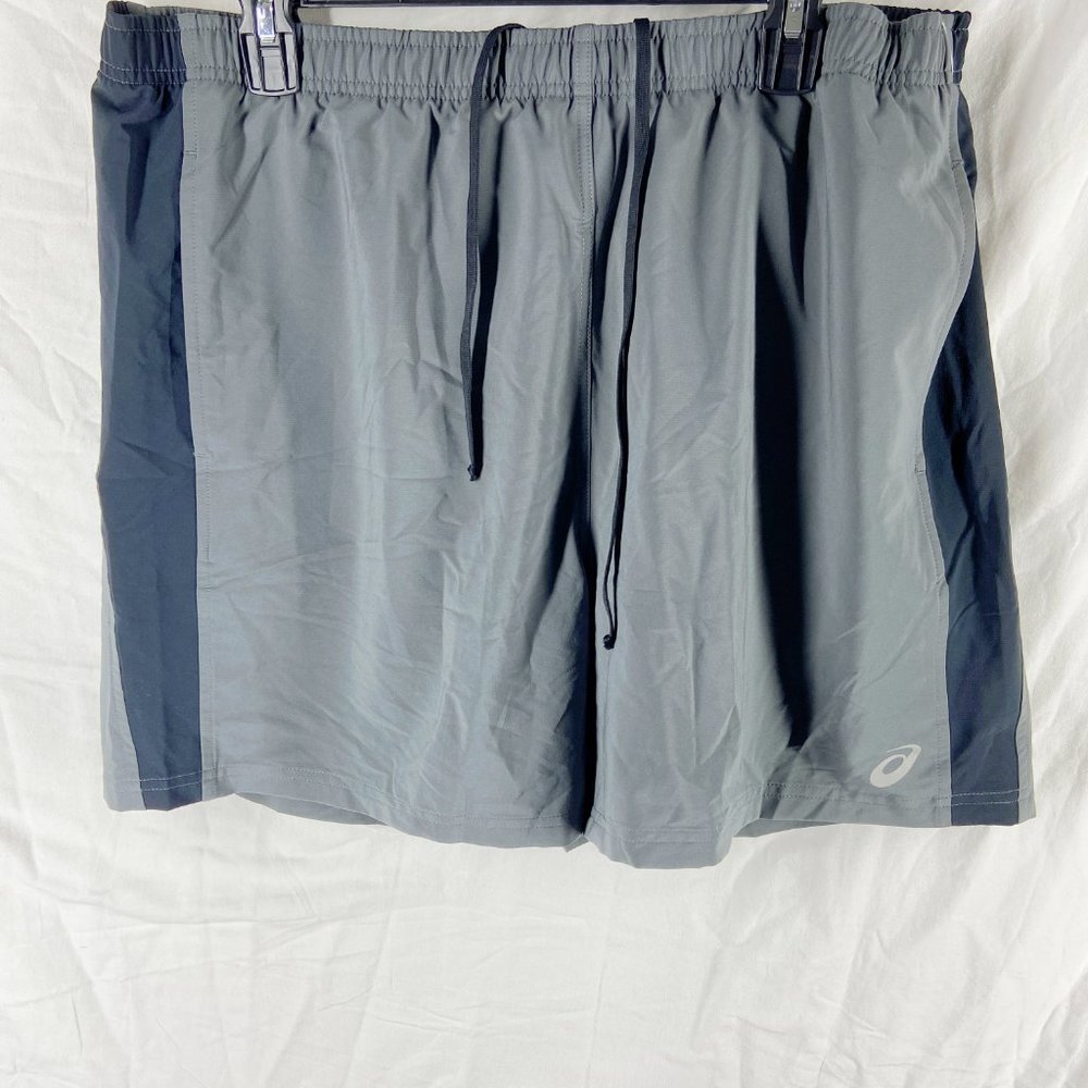 Asics Mens Gray Black 6 in 2 N 1 Woven Running Shorts Size 2XL